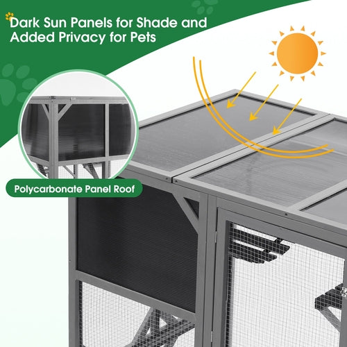 Wooden Cat House wit Bouncy Bridge and Resting Box