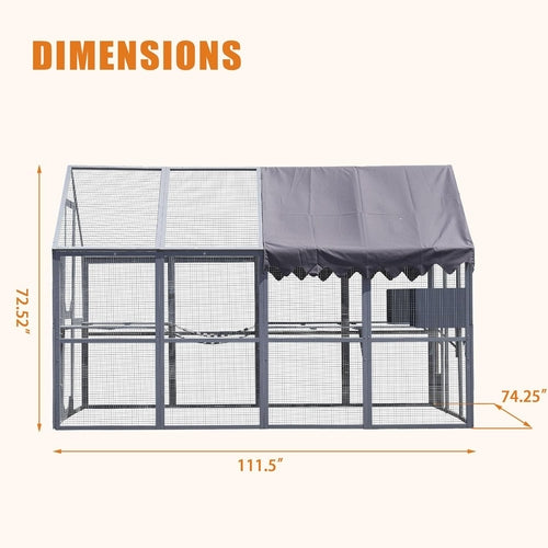 Outdoor Cat House Cat Enclosures 110" Large Kitten Playpen with