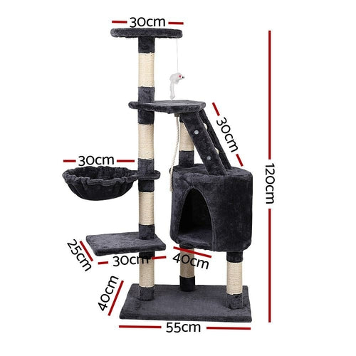 i.Pet Cat Tree 120cm Tower Scratching Post Scratcher Wood Condo House