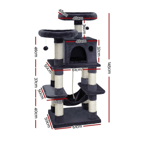 i.Pet Cat Tree 145cm Tower Scratching Post Scratcher Wood Condo House