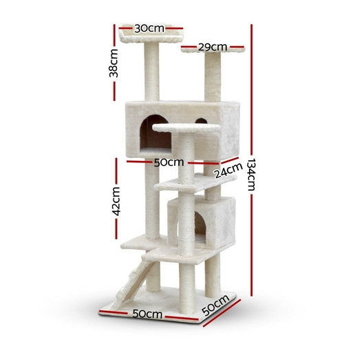 i.Pet Cat Tree 134cm Tower Scratching Post Scratcher Wood Condo House