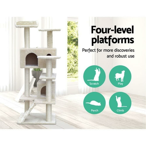 i.Pet Cat Tree 134cm Tower Scratching Post Scratcher Wood Condo House