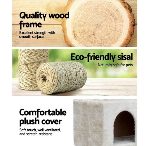 i.Pet Cat Tree 134cm Tower Scratching Post Scratcher Wood Condo House