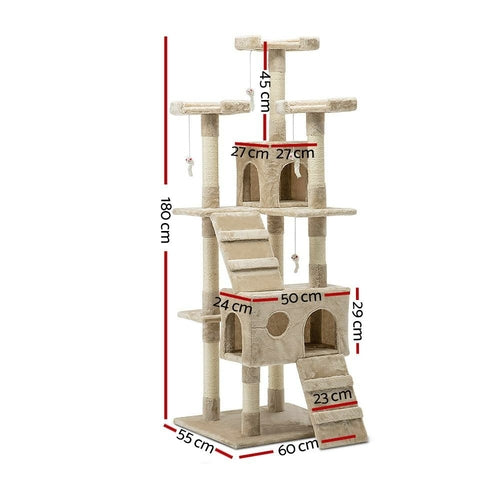i.Pet Cat Tree 180cm Tower Scratching Post Scratcher Wood Condo House