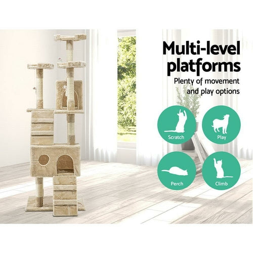 i.Pet Cat Tree 180cm Tower Scratching Post Scratcher Wood Condo House