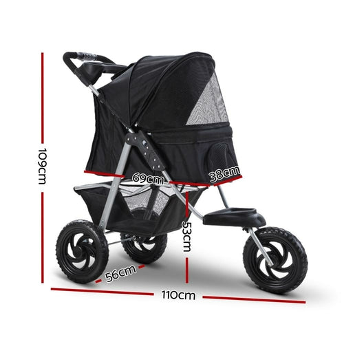 i.Pet Pet Stroller Dog Pram Large Cat Carrier Travel 3 Wheels Foldable