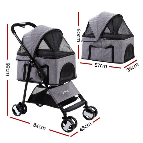 i.Pet Pet Stroller Dog Pram Cat Carrier Travel Large Pushchair