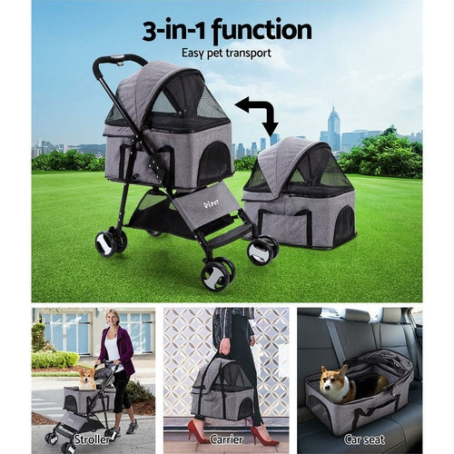 i.Pet Pet Stroller Dog Pram Cat Carrier Travel Large Pushchair